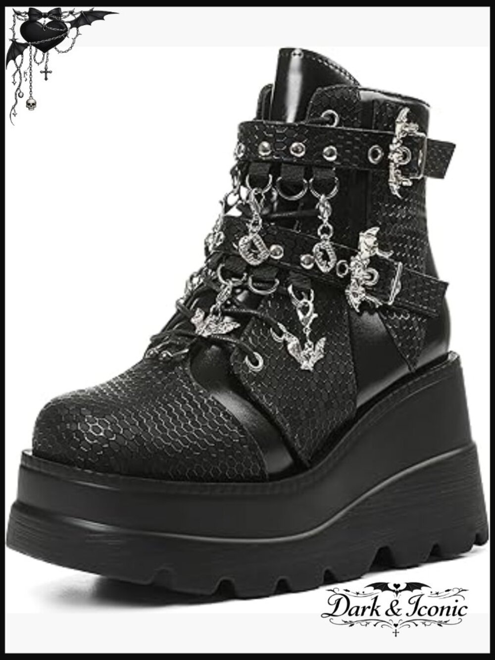Platform Combat Boots Women Chunky Wedge Heel Ankle Boots Lace Up - Picture 1 of 7